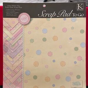K & Company 12 x 12 Sweet Pea Baby Girl Scrap Pad To Go -Over 600 Pieces
